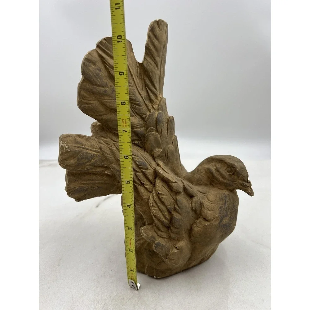 Vintage Handmade Plaster Bird Figurine Decorative Sculpture 10in Tall Rustic Art